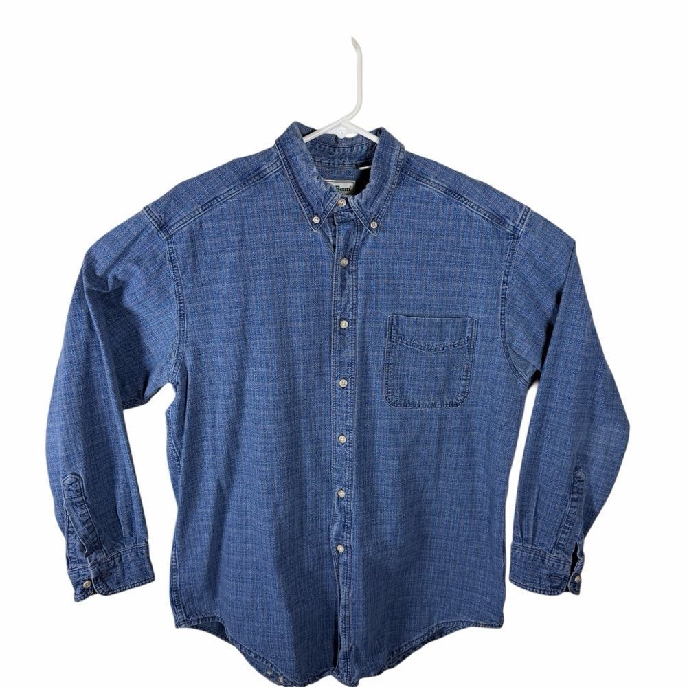 L.L. Bean Men's Casual Indigo Button-Down Denim Shirt